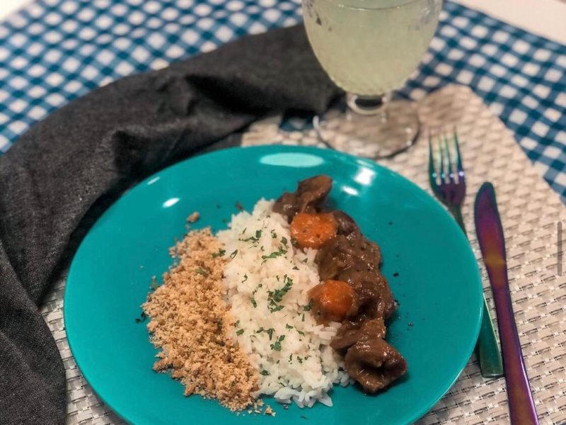 Moela na pressão com cebola caramelizado